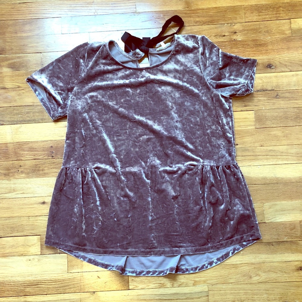 NWOT Lavender velour shirt sleeve top size XL